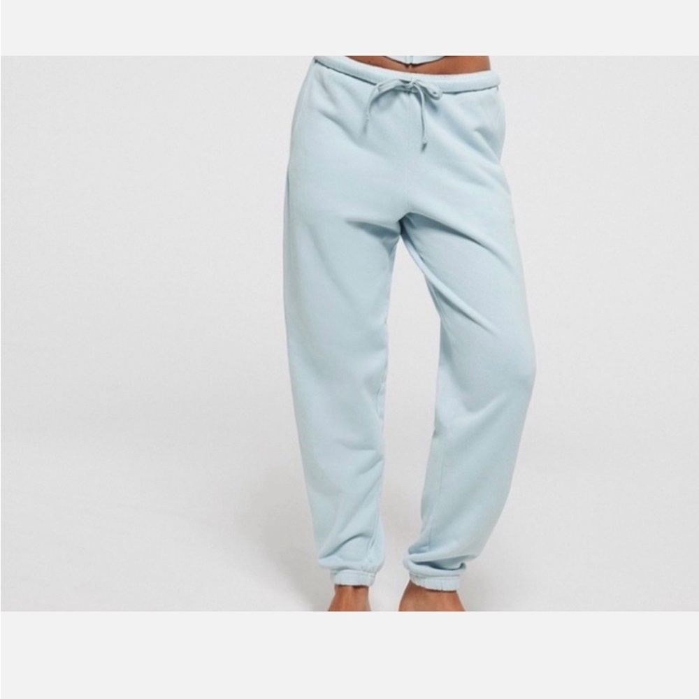 Skims Light Terry Blue 100% Cotton Jogger Sweatpants Medium Opal